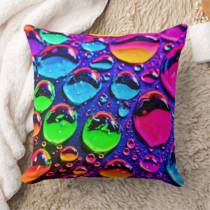 Glühende Neonwassertropfen Kunst Kissen