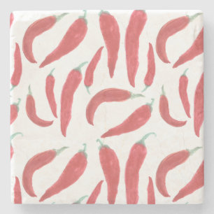 glühende Paprikas des Aquarells Steinuntersetzer