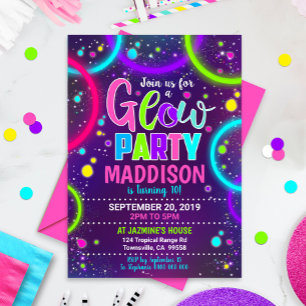 Glühende Party-Einladung Neon-Glow in der Dunkelhe Einladung