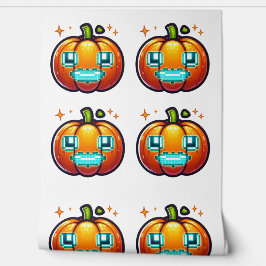 Glühende Pixel Pumpkin Retro Halloween Gamer Decke Tapete