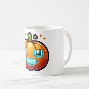 Glühende Pixel Pumpkin-Tasse - Retro Gamer Hallowe Kaffeetasse