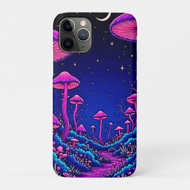 Glühende Psychedelic Mushroom Forest Night Case-Mate iPhone Hülle (Rückseite)