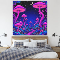 Glühende Psychedelic Mushroom Forest Night