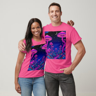 Glühende Psychedelic Mushroom Forest Night T-Shirt