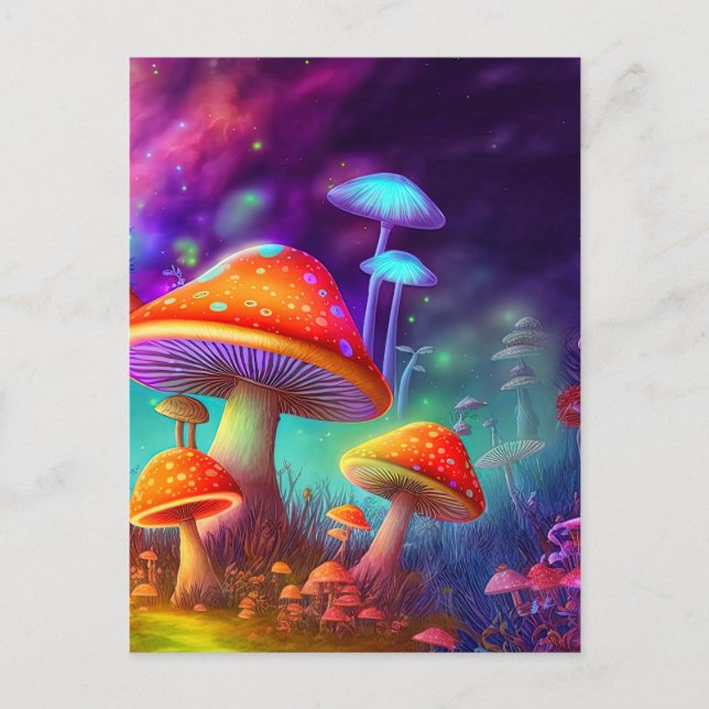 Glühende Psychedelic Mushroom-Illustration Postkarte (Vorderseite)