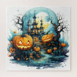 Glühende Pumpkins nach dem Mondlicht Puzzle