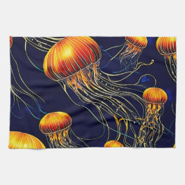 Glühende Quallensee Geschirrtuch
