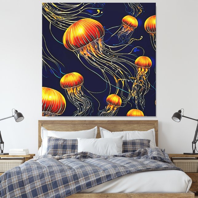 Glühende Quallensee Leinwanddruck (Insitu (Schlafzimmer))