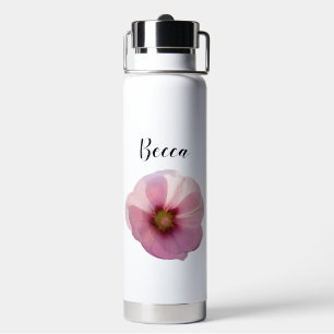 Glühende rosa Hollyhock-Blume Personalisiert Trinkflasche