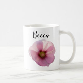 Glühende, rosa Hollyhock-Blume personalisierte Mug Kaffeetasse