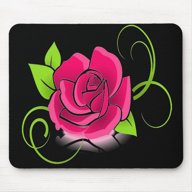 Glühende Rosa Rose Mousepad (Vorne)