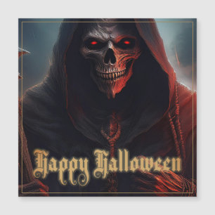 Glühende rote Augen Sensenmann Halloween Kunst Magnetkarte