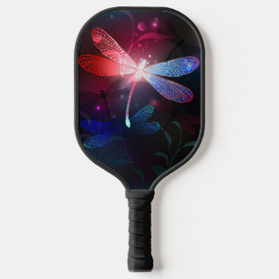 Glühende rote Libelle Pickleball Schläger