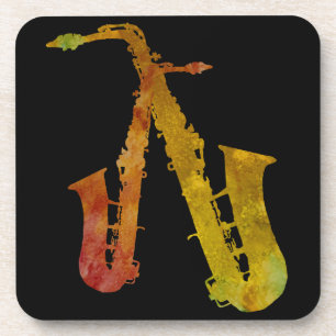 Glühende Saxophone Getränkeuntersetzer