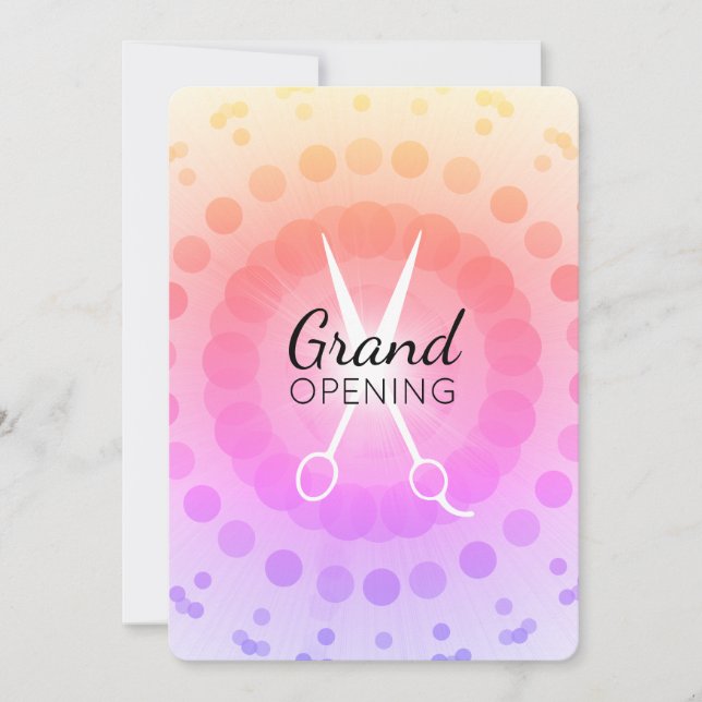 Glühende Schere Haar Stylist Salon Öffnung Einladung (Vorderseite)