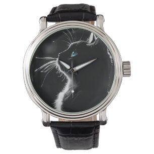 Glühende schwarze Katze Armbanduhr