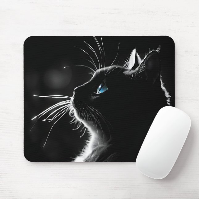Glühende schwarze Katze Mousepad (Mit Mouse)