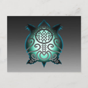 Glühende Silhouette Snapper Turtle Postkarte