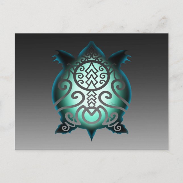 Glühende Silhouette Snapper Turtle Postkarte (Vorderseite)