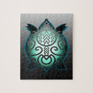 Glühende Silhouette Snapper Turtle Puzzle