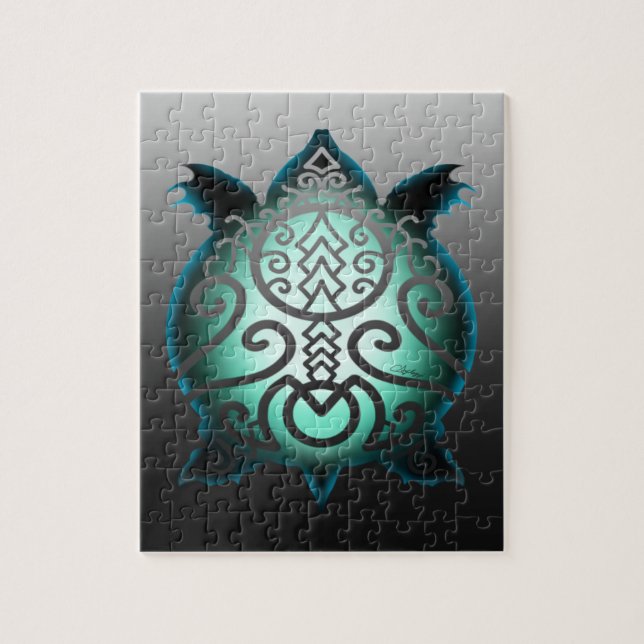 Glühende Silhouette Snapper Turtle Puzzle (Vertikal)