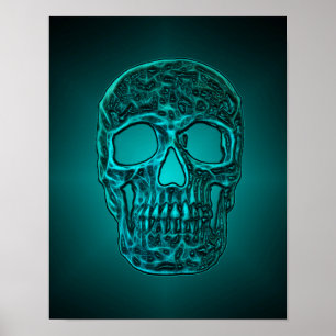 Glühende Skull Gothic Aquamarin Green Cool Beängst Poster