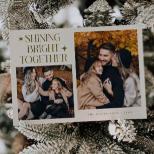 Glühende Sterne Cream Multi Foto Holiday Feiertagskarte