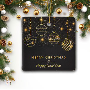 Glühende Sterne Gold Bullen auf schwarz Keramikornament