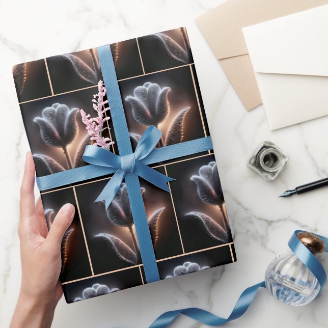 Glühende Tulip mit Regentropfen Geschenkpapier (Schenken)