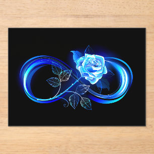 Glühende Unendlichkeit mit blauer Rose Acryleinladungen