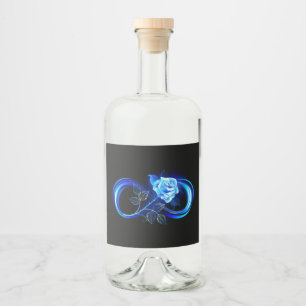 Glühende Unendlichkeit mit blauer Rose Alkoholflaschenetikett