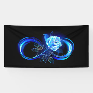 Glühende Unendlichkeit mit blauer Rose Banner