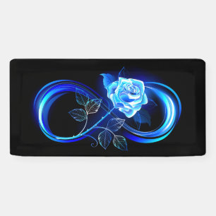 Glühende Unendlichkeit mit blauer Rose Banner
