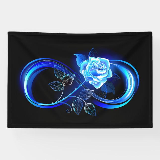 Glühende Unendlichkeit mit blauer Rose Banner (Horizontal)