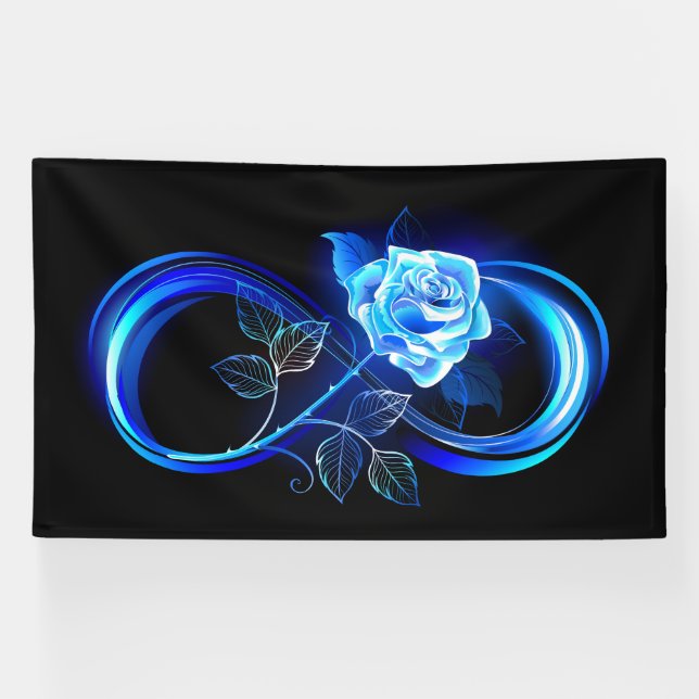 Glühende Unendlichkeit mit blauer Rose Banner (Horizontal)