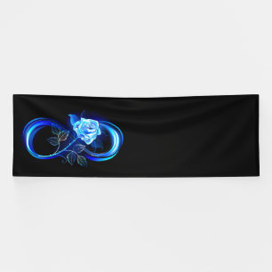 Glühende Unendlichkeit mit blauer Rose Banner
