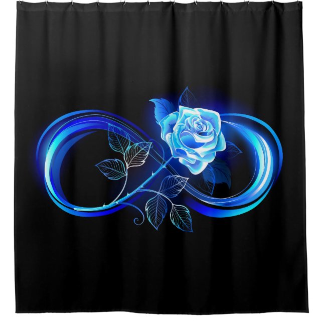 Glühende Unendlichkeit mit blauer Rose Duschvorhang (Vorderseite)