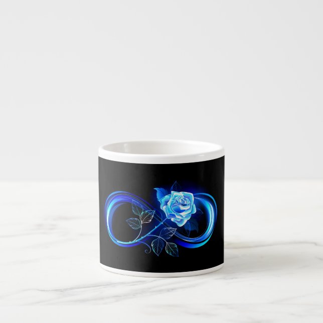 Glühende Unendlichkeit mit blauer Rose Espressotasse (Vorderseite)