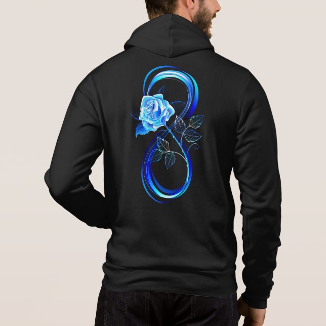 Glühende Unendlichkeit mit blauer Rose Hoodie (Rückseite)