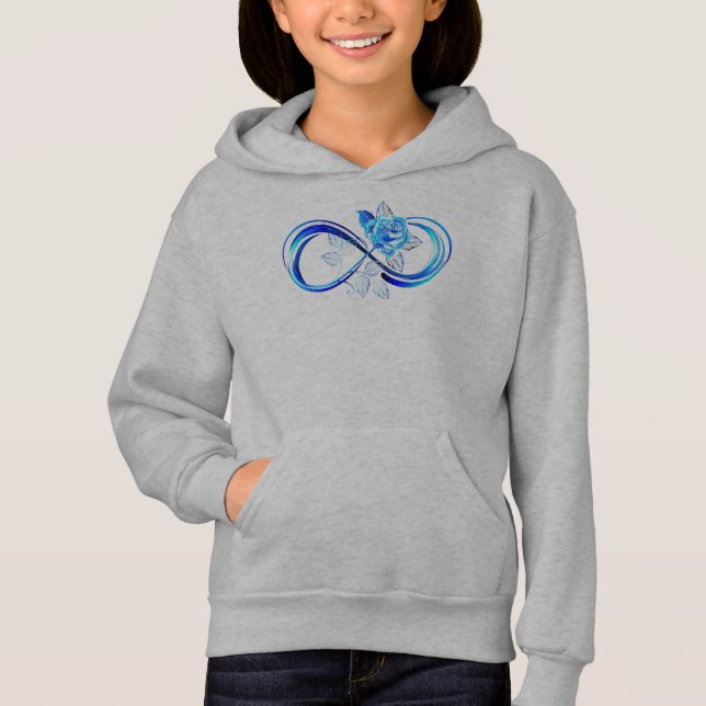 Glühende Unendlichkeit mit blauer Rose Hoodie (Vorderseite)