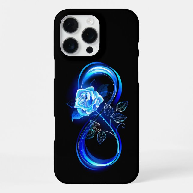 Glühende Unendlichkeit mit blauer Rose iPhone Hülle (Rückseite)