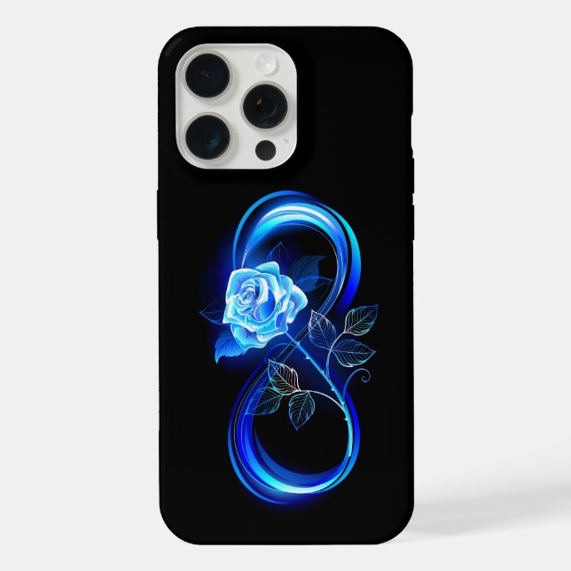 Glühende Unendlichkeit mit blauer Rose iPhone Hülle (Rückseite)