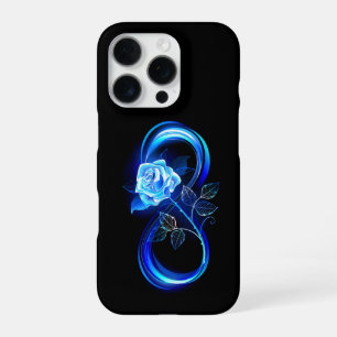 Glühende Unendlichkeit mit blauer Rose iPhone 16 Pro Hülle