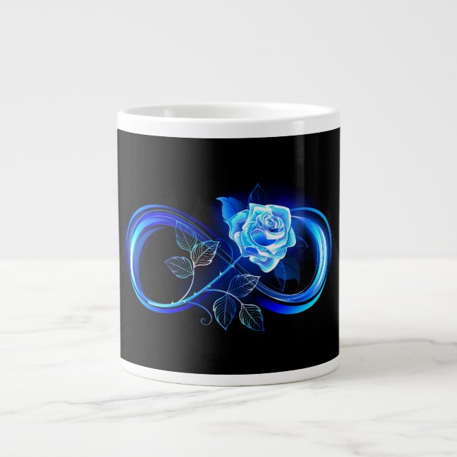Glühende Unendlichkeit mit blauer Rose Jumbo-Tasse (Vorderseite)
