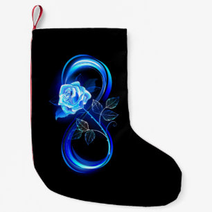 Glühende Unendlichkeit mit blauer Rose Kleiner Weihnachtsstrumpf