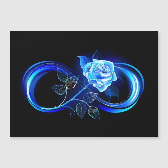 Glühende Unendlichkeit mit blauer Rose Magnetkarte (Vorderseite)