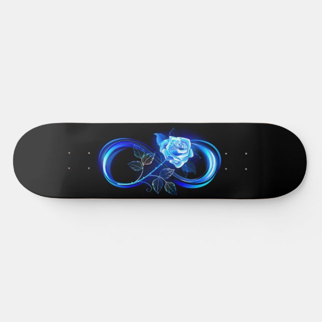 Glühende Unendlichkeit mit blauer Rose Skateboard (Horizontal)