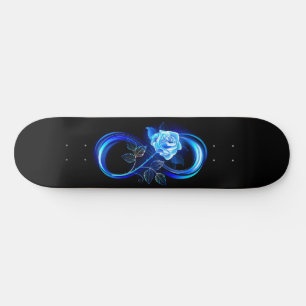 Glühende Unendlichkeit mit blauer Rose Skateboard