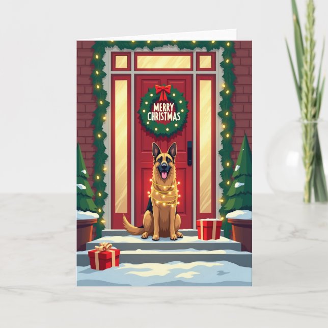 Glühende Weihnachtskarte für Hunde Karte (Vorderseite)