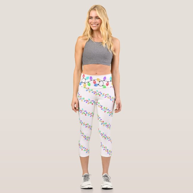 Glühende Weihnachtslichter Capri Leggings (Vorderseite)